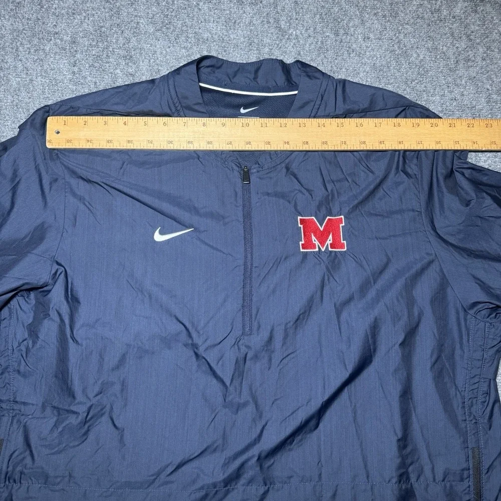 Nike Ole Miss Rebels Windbreaker Men Size XXL Navy Quarter Zip Old Logo 2XL